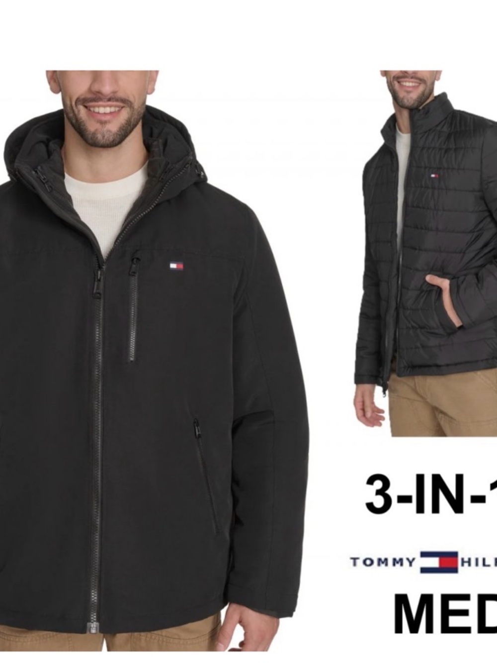 Tommy Hilfiger Black Men’s 3-in-1 Performance Jacket